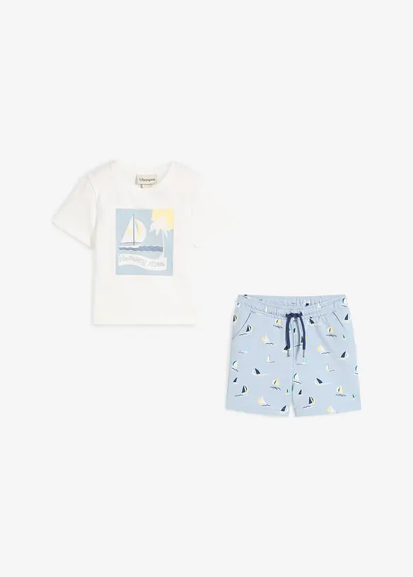 T-skjorte og shorts i økologisk bomull (2-delt sett), bonprix