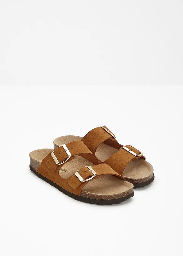 Slip-in sandaler i skinn, bonprix