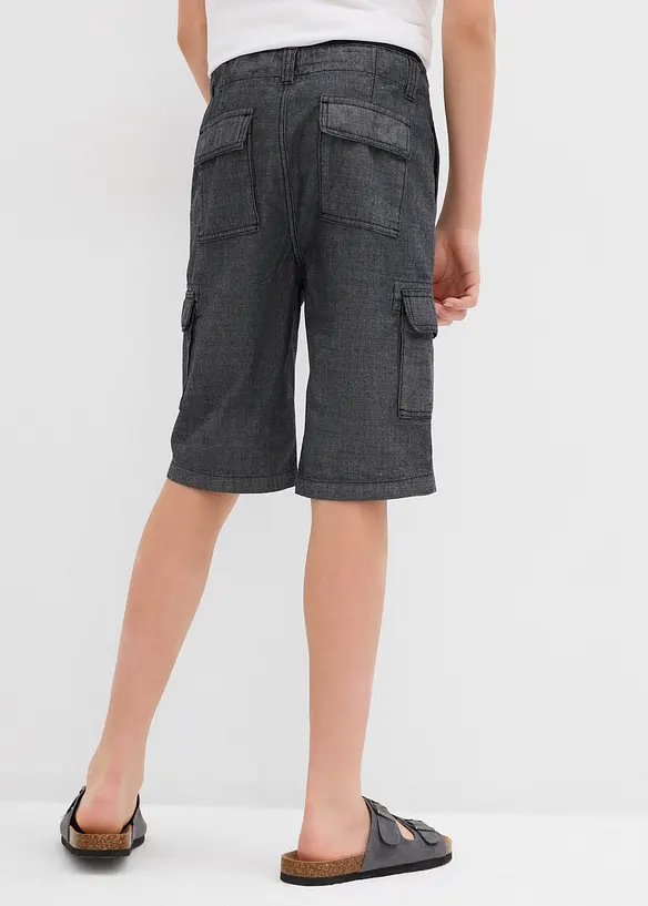 Lang cargoshorts i Chambray-materiale, Regular Fit, bonprix