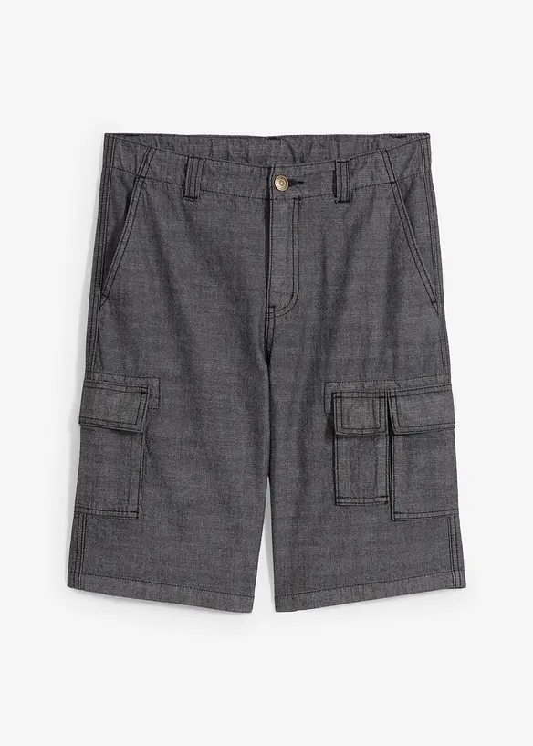 Lang cargoshorts i Chambray-materiale, Regular Fit, bonprix