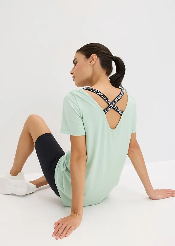 Lang treningstopp med utringning i ryggen, bonprix