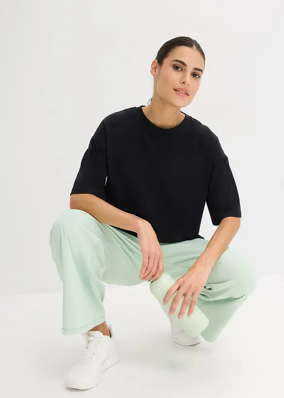 Oversized treningstopp med bomull, hurtigtørkende, bonprix