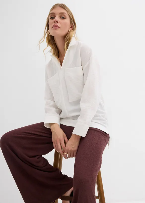 Skjortebluse i lett viskosemiks, bonprix