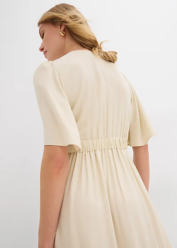 Maxikjole i lett viskose med volang, bonprix