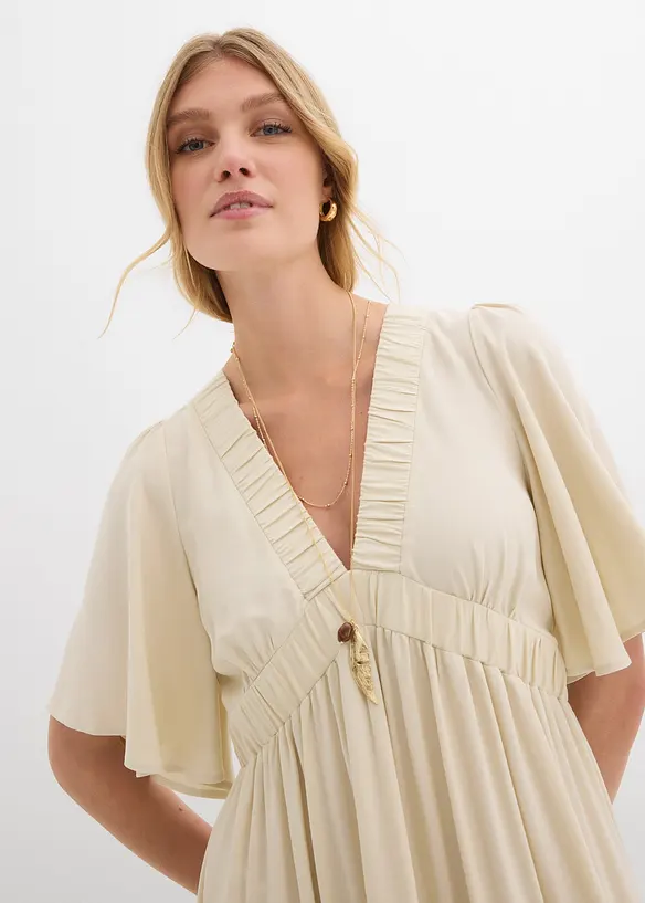 Maxikjole i lett viskose med volang, bonprix