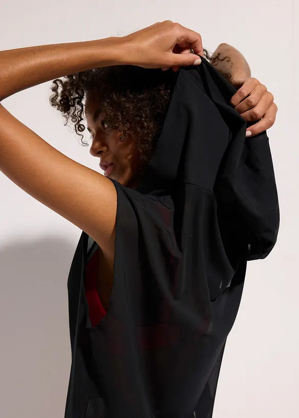 Transparent strandtopp med hette, bonprix