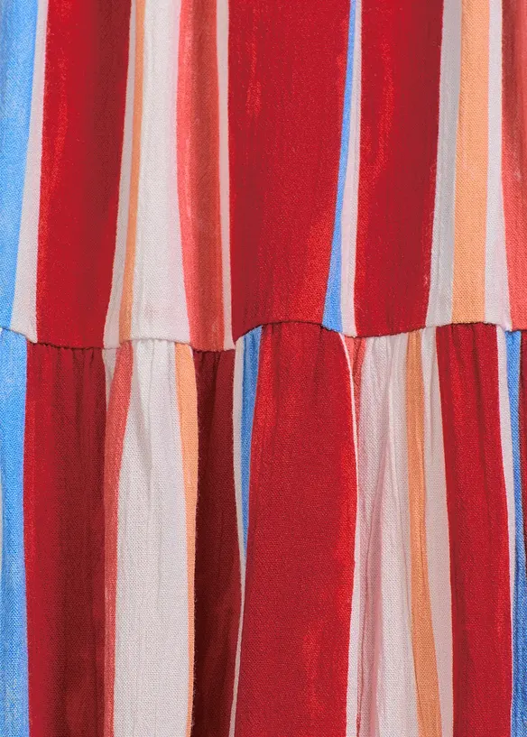 Stripemønstret kjole med stropper, av strukturert viskose, bonprix