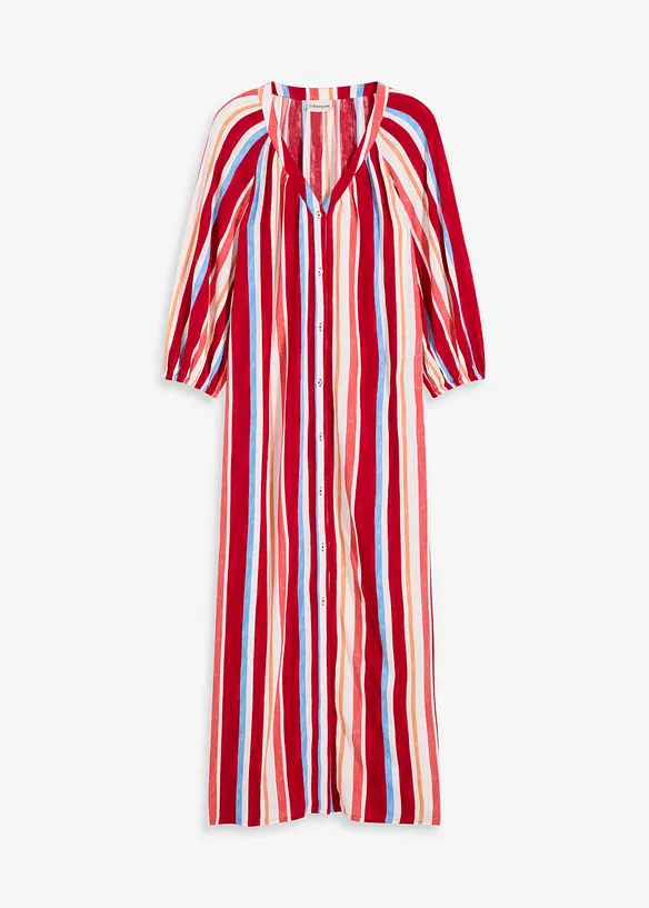 Stripemønstret kaftankjole av strukturert viskose, bonprix