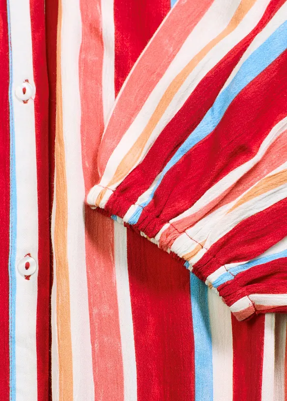 Stripemønstret kaftankjole av strukturert viskose, bonprix
