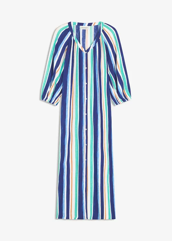 Stripemønstret kaftankjole av strukturert viskose, bonprix