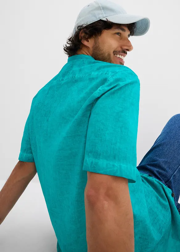 Kortermet skjorte i vasket look, bonprix