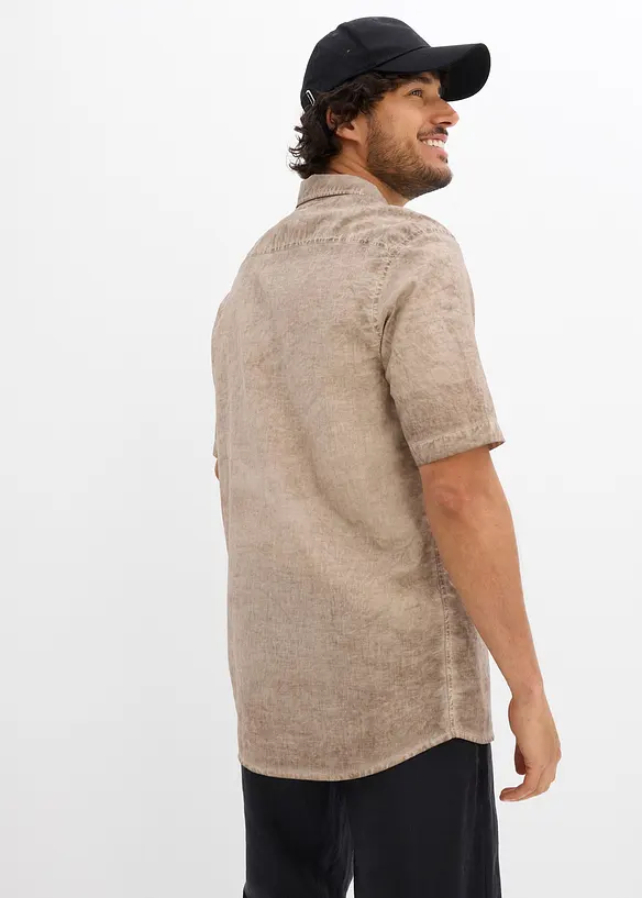 Kortermet skjorte i vasket look, bonprix
