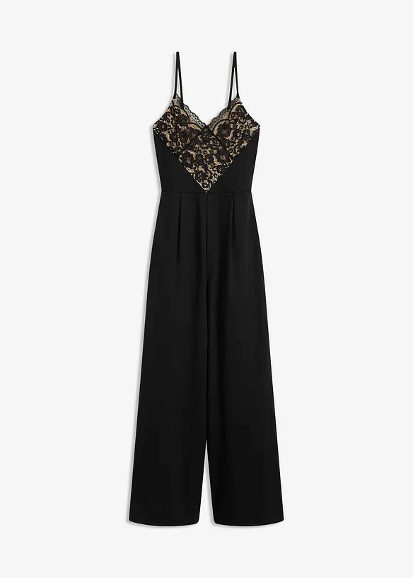 Jumpsuit i jersey med blonder, bonprix