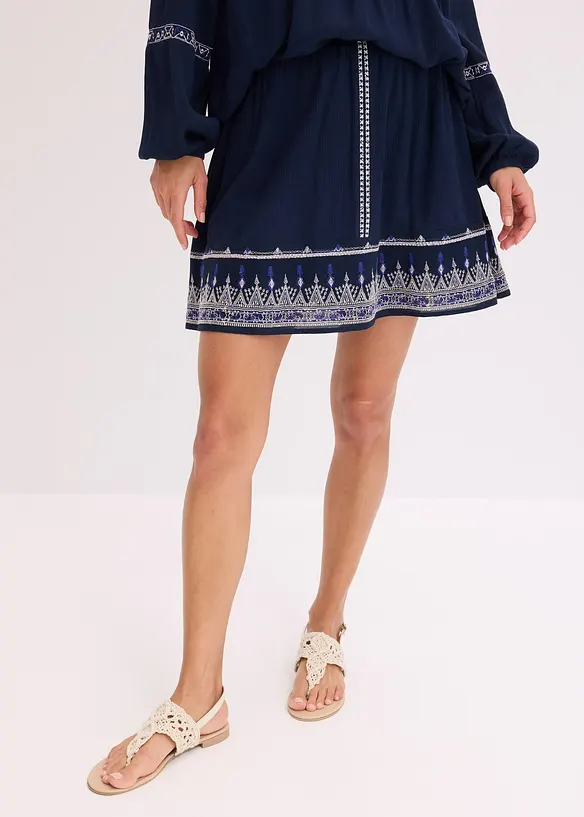 Miniskjørt med broderi, bonprix