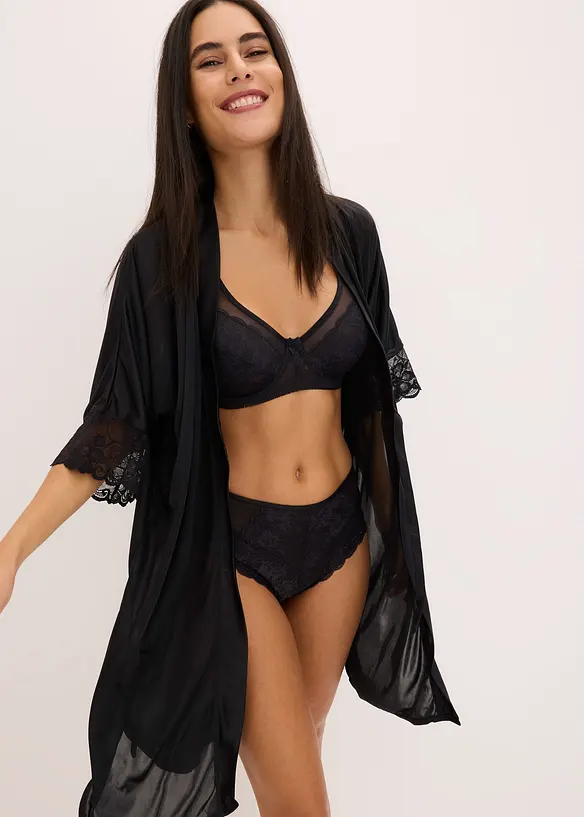 Truse med h&oslash;y midje og nydelige blonder (2-pack), bonprix