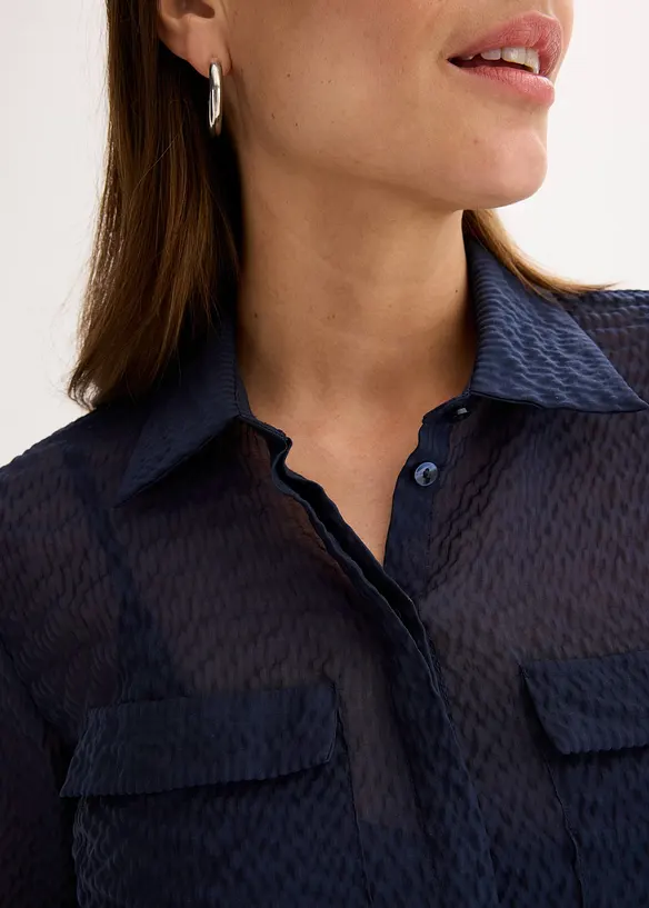 Bluse i strukturert, transparent materiale, bonprix