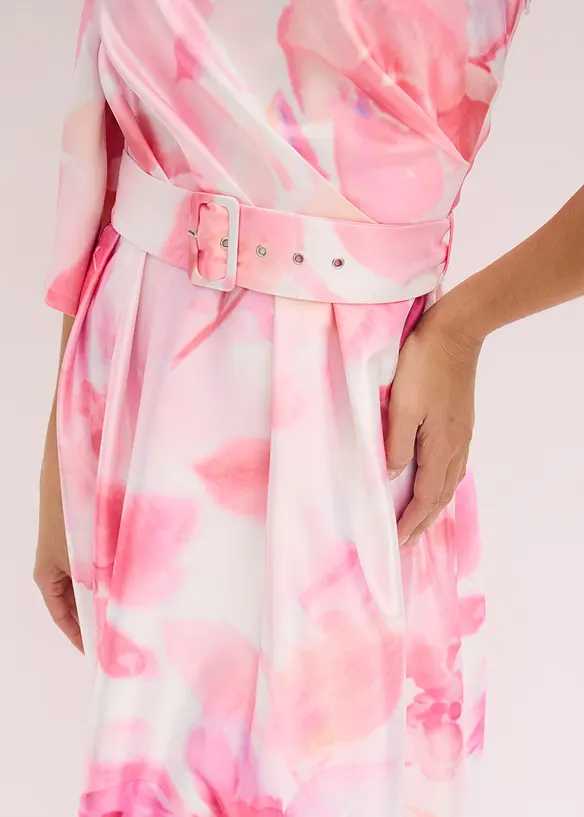 One shoulder-kjole i sateng med glans, bonprix