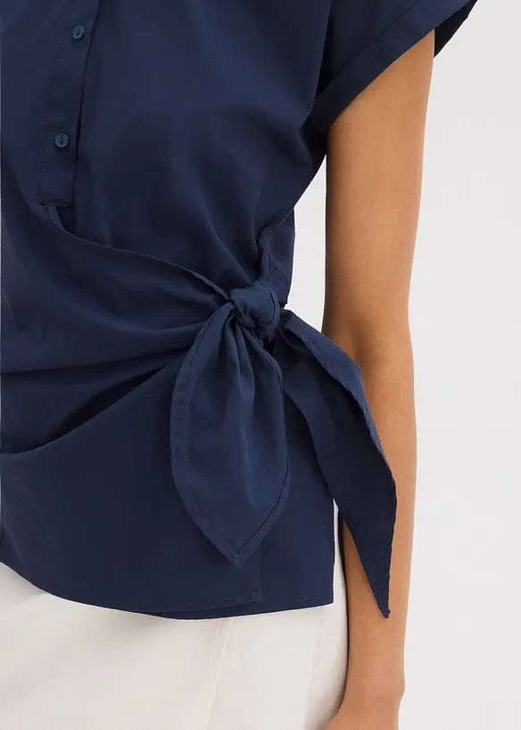 Kortermet bluse med knytedetalj, bonprix