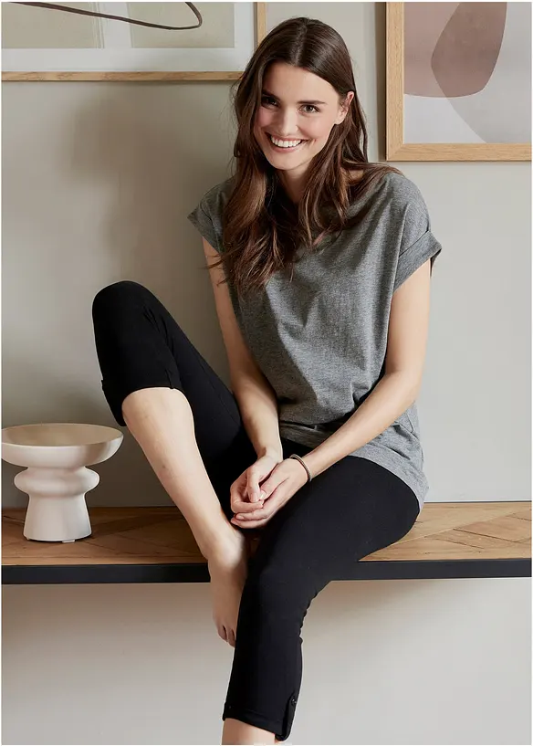 Lang topp av 100% økologisk bomull (2-pack), bonprix