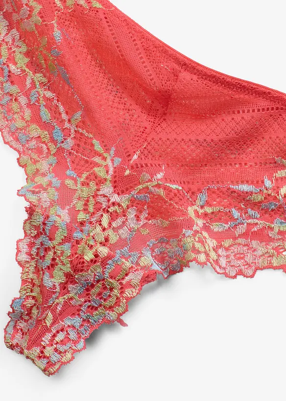 Stringtruse med flerfargede blonder, bonprix