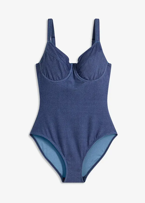 Badedrakt med spiler i denimlook, bonprix