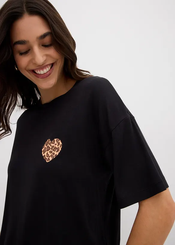 Kort T-skjorte med lave skuldre, bonprix