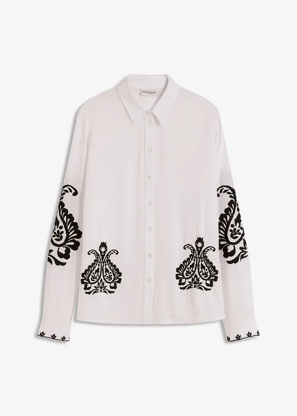 Bluse i myk viskosemiks med broderi, bonprix
