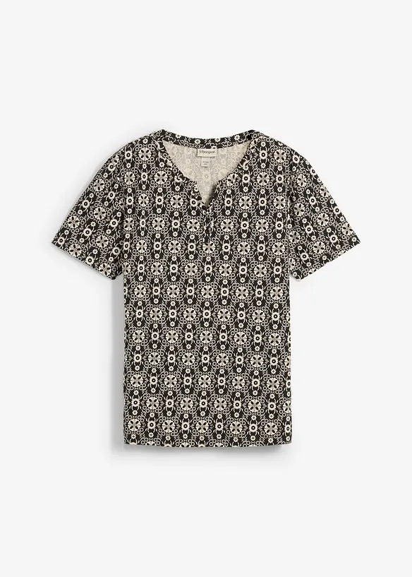 Henley T-skjorte i 100% &oslash;kologisk bomull, bonprix