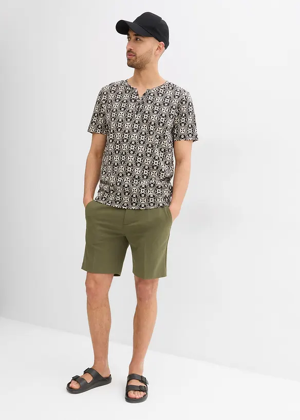 Henley T-skjorte i 100% &oslash;kologisk bomull, bonprix