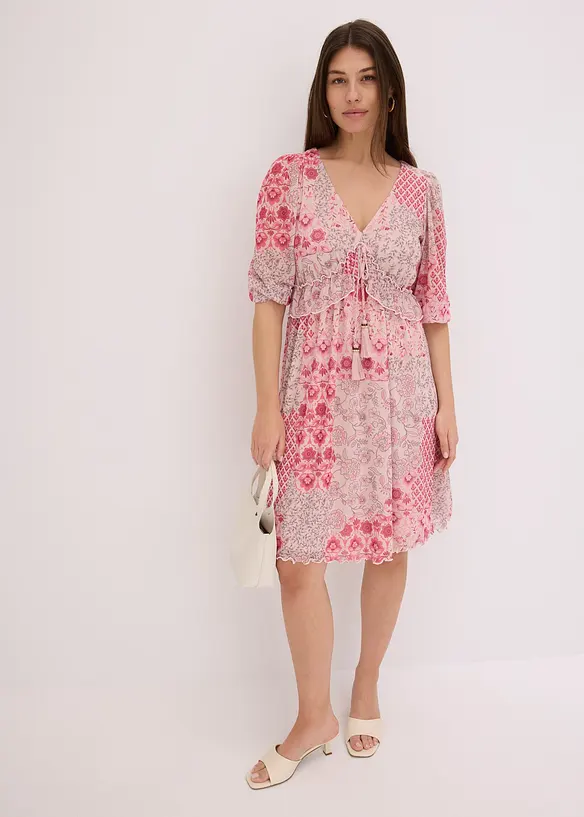 Mesh-tunikakjole med print, bonprix