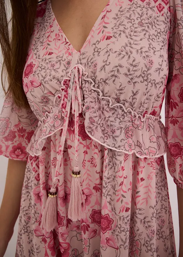 Mesh-tunikakjole med print, bonprix