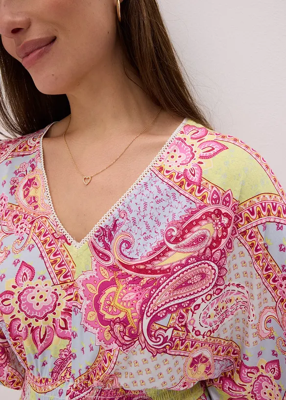 Jerseykjole med blonde av myk viskosemiks, bonprix
