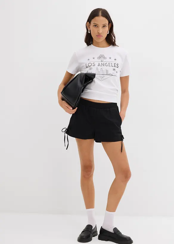 Pull on-shorts i elastisk bomullsmiks, bonprix