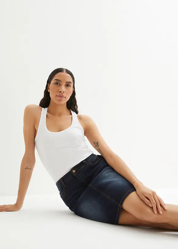 Jeansskjørt med stretch, bonprix