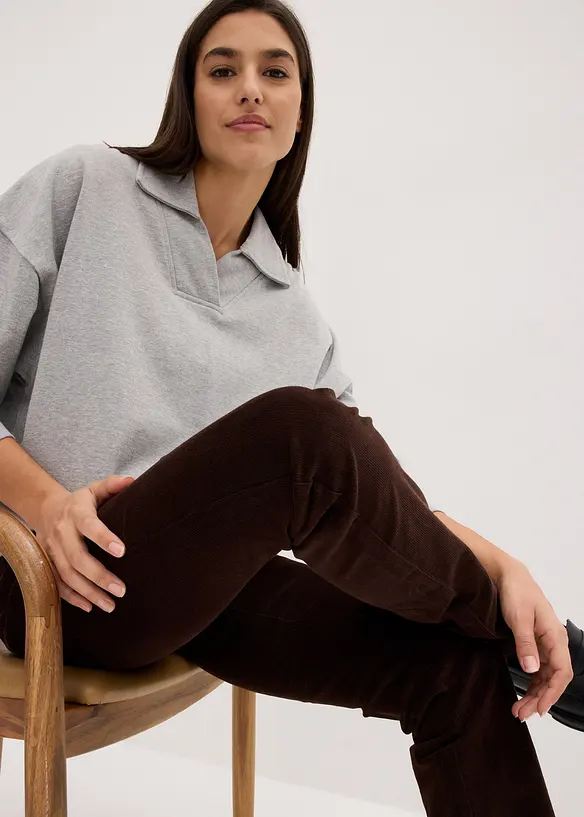 Kordfløyelsbukse med stretch, Straight, bonprix
