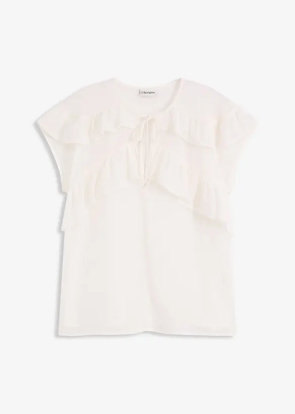 Chiffonbluse med volanger, bonprix