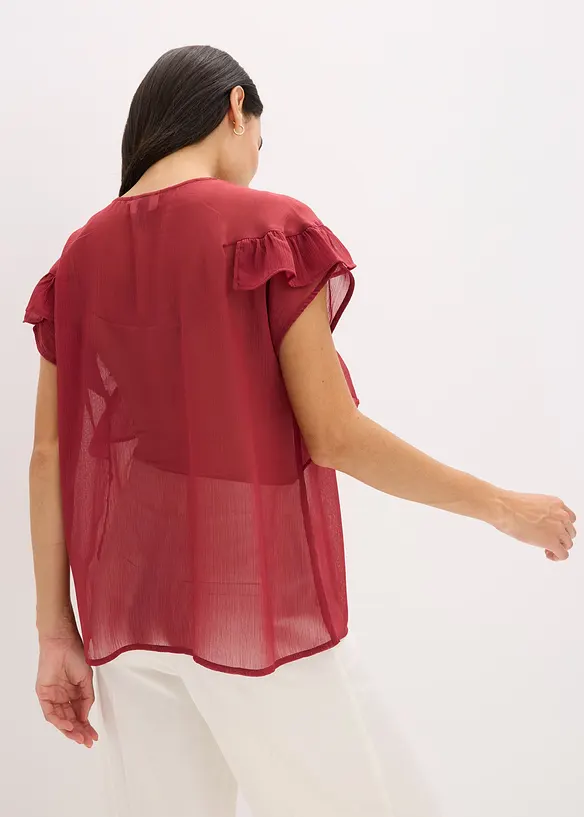 Chiffonbluse med volanger, bonprix