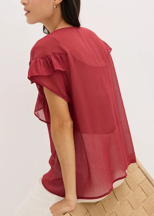 Chiffonbluse med volanger, bonprix