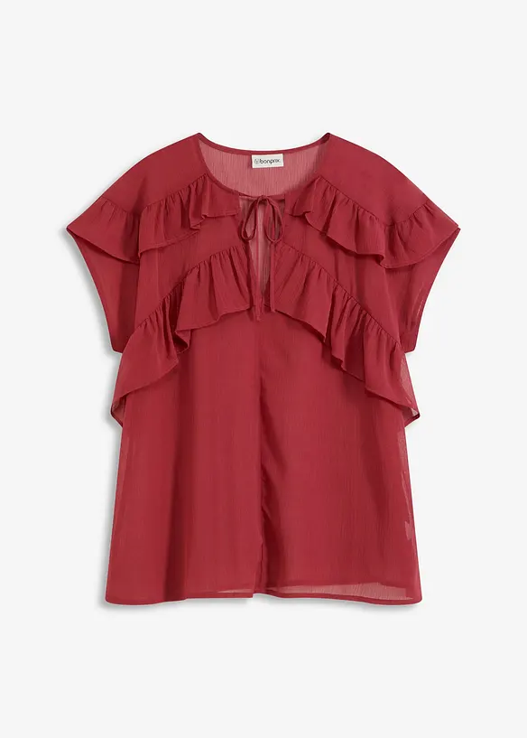 Chiffonbluse med volanger, bonprix