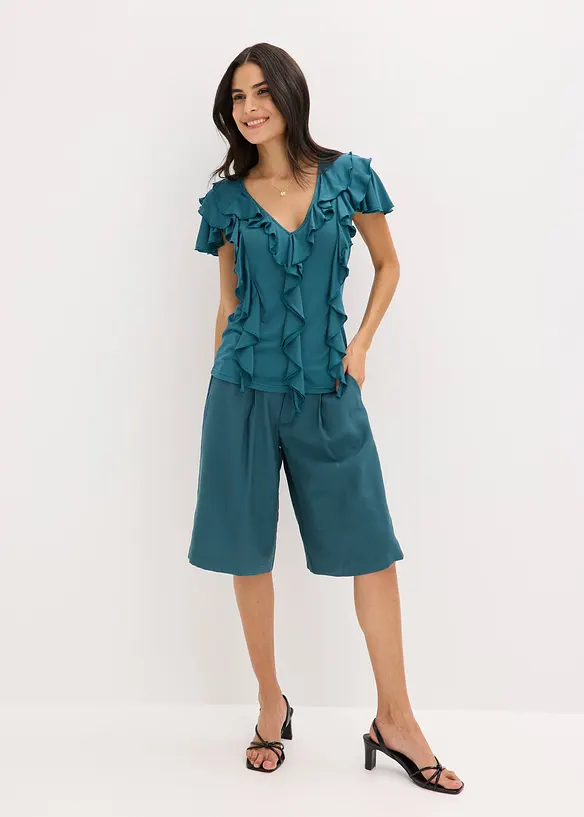 Topp med volanger av myk modalmiks, bonprix