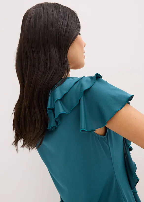 Topp med volanger av myk modalmiks, bonprix