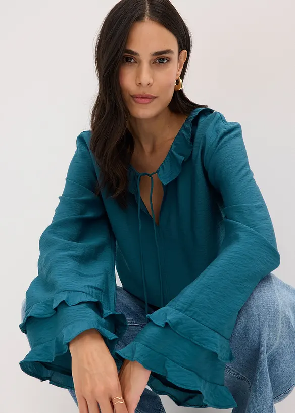Bluse i lett viskosemiks og bohemsk stil, bonprix