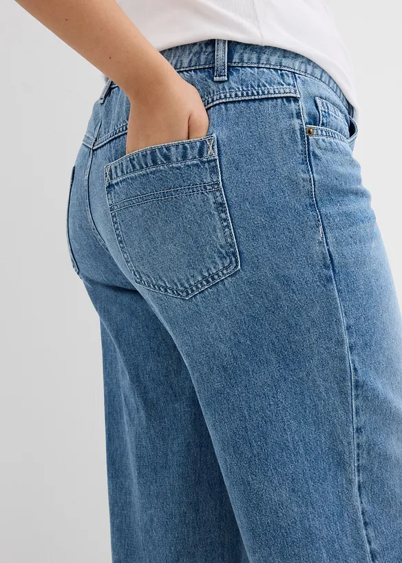 Wide Leg-jeans Mid Waist, Low Stretch Full Length, bonprix