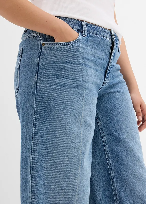 Wide Leg-jeans Mid Waist, Low Stretch Full Length, bonprix