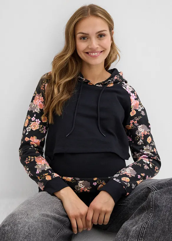 Myk 2-i-1-mamma-/ammesweatshirt med hette, bonprix