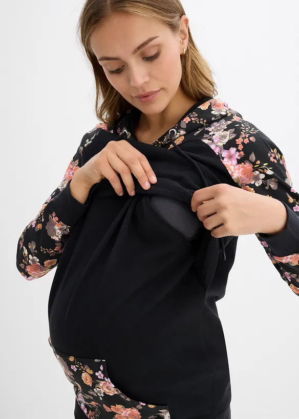 Myk 2-i-1-mamma-/ammesweatshirt med hette, bonprix