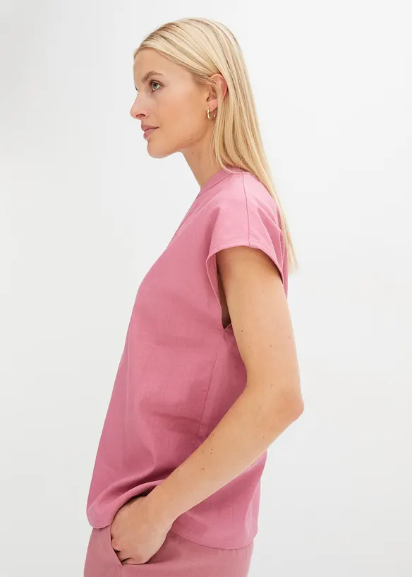 Kortermet bluse i lett linmiks, bonprix