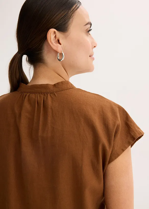 Kortermet bluse i lett linmiks, bonprix