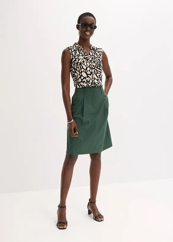 Midiskjørt av bomullspopelin, bonprix