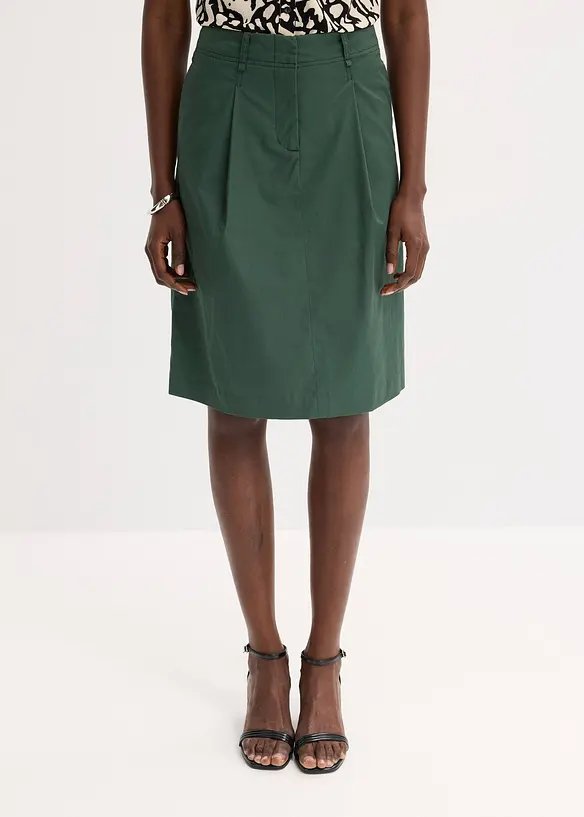 Midiskjørt av bomullspopelin, bonprix